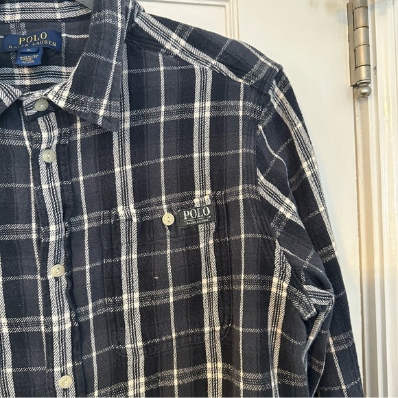 Polo Ralph Lauren Shirt Gray Plaid Flannel Long Sleeve Button Down Size 18/20 - Picture 6 of 12